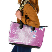 Polynesian Jellyfish Leather Tote Bag With Plumeria Pink