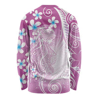 Polynesian Jellyfish Long Sleeve Shirt With Plumeria Pink