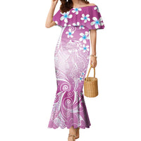 Polynesian Jellyfish Mermaid Dress With Plumeria Pink