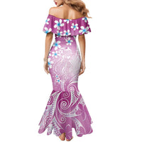 Polynesian Jellyfish Mermaid Dress With Plumeria Pink