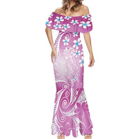 Polynesian Jellyfish Mermaid Dress With Plumeria Pink