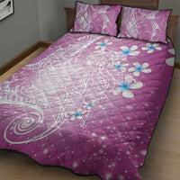 Polynesian Jellyfish Quilt Bed Set With Plumeria Pink