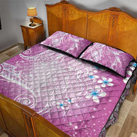 Polynesian Jellyfish Quilt Bed Set With Plumeria Pink