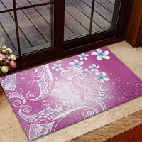 Polynesian Jellyfish Rubber Doormat With Plumeria Pink