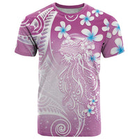 Polynesian Jellyfish T Shirt With Plumeria Pink