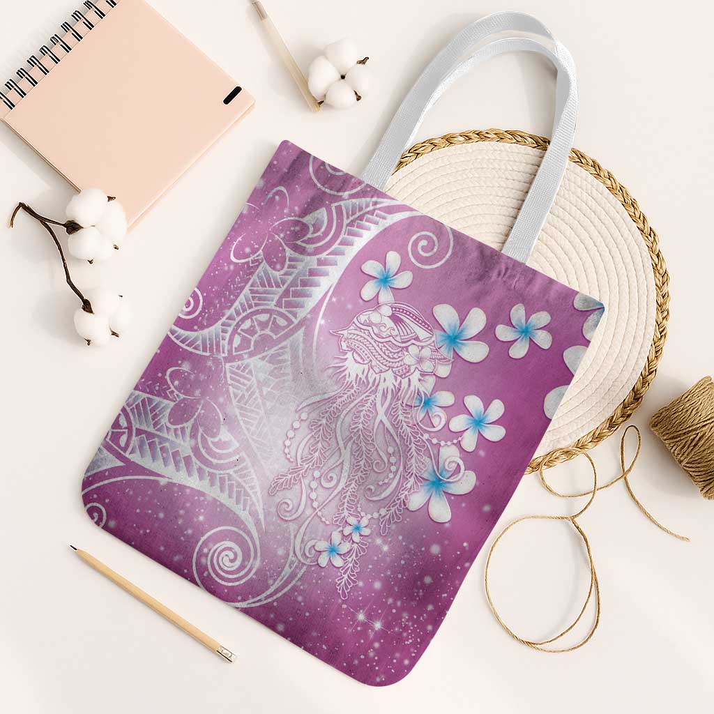 Polynesian Jellyfish Tote Bag With Plumeria Pink