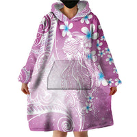 Polynesian Jellyfish Wearable Blanket Hoodie With Plumeria Pink