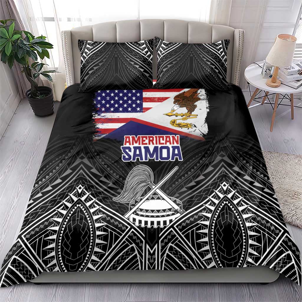 American Samoa Flag Day Bedding Set Bald Eagle With Polynesian Pattern
