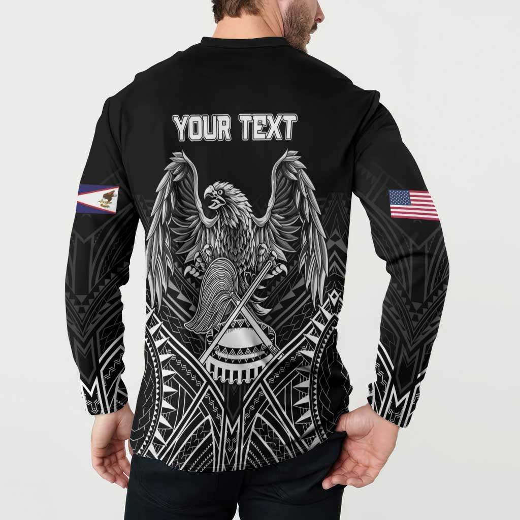 American Samoa Flag Day Button Sweatshirt Bald Eagle With Polynesian Pattern