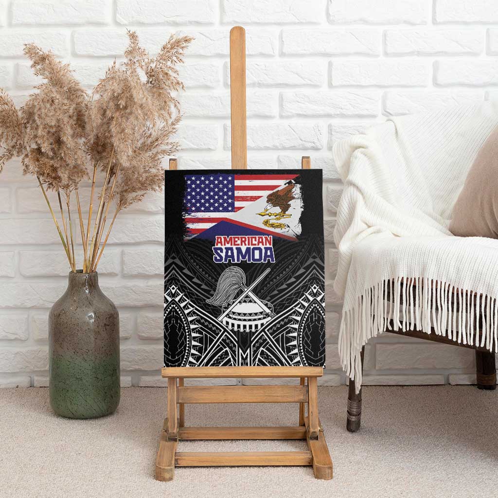 American Samoa Flag Day Canvas Wall Art Bald Eagle With Polynesian Pattern