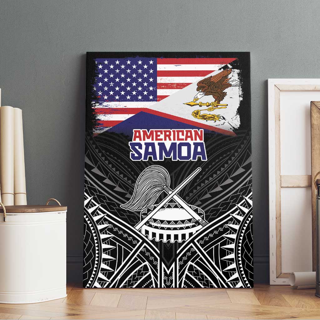 American Samoa Flag Day Canvas Wall Art Bald Eagle With Polynesian Pattern