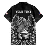 American Samoa Flag Day Family Matching Long Sleeve Bodycon Dress and Hawaiian Shirt Bald Eagle With Polynesian Pattern