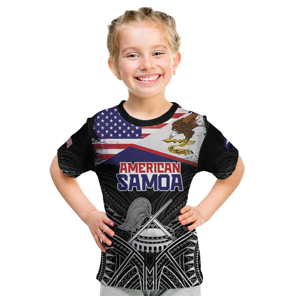 American Samoa Flag Day Kid T Shirt Bald Eagle With Polynesian Pattern