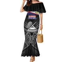 American Samoa Flag Day Mermaid Dress Bald Eagle With Polynesian Pattern