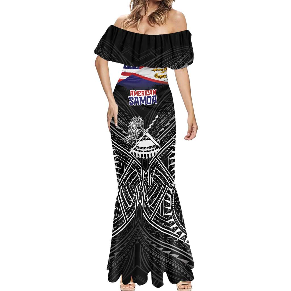 American Samoa Flag Day Mermaid Dress Bald Eagle With Polynesian Pattern