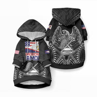 Personalised American Samoa Flag Day Pet Hoodie Bald Eagle With Polynesian Pattern