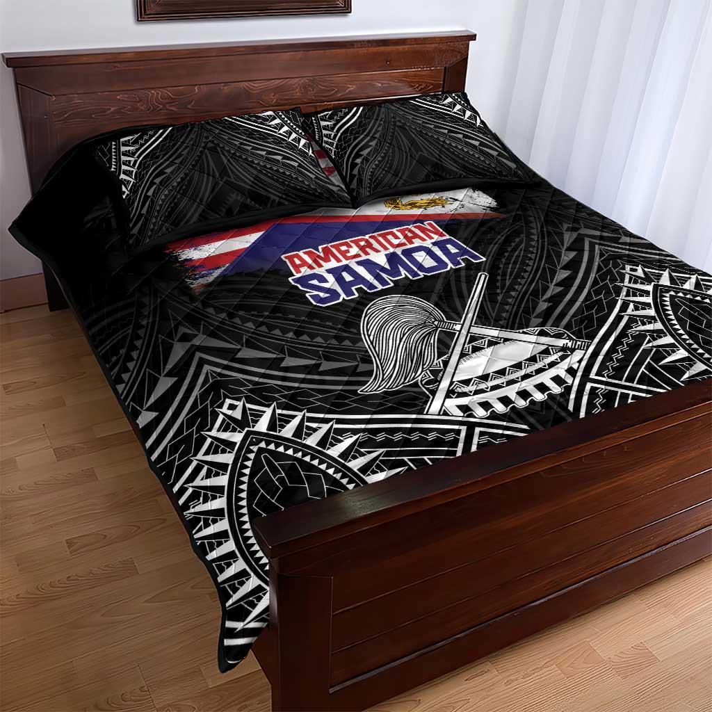 American Samoa Flag Day Quilt Bed Set Bald Eagle With Polynesian Pattern