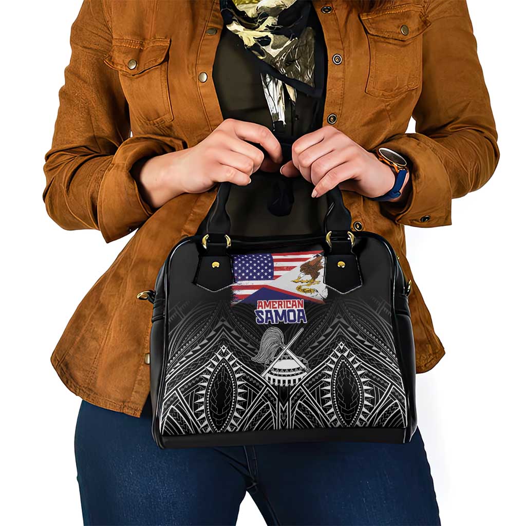 American Samoa Flag Day Shoulder Handbag Bald Eagle With Polynesian Pattern