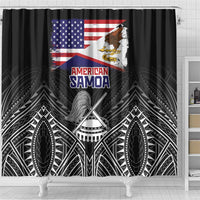 American Samoa Flag Day Shower Curtain Bald Eagle With Polynesian Pattern