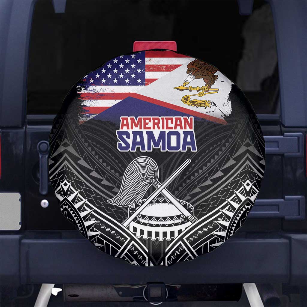 American Samoa Flag Day Spare Tire Cover Bald Eagle With Polynesian Pattern