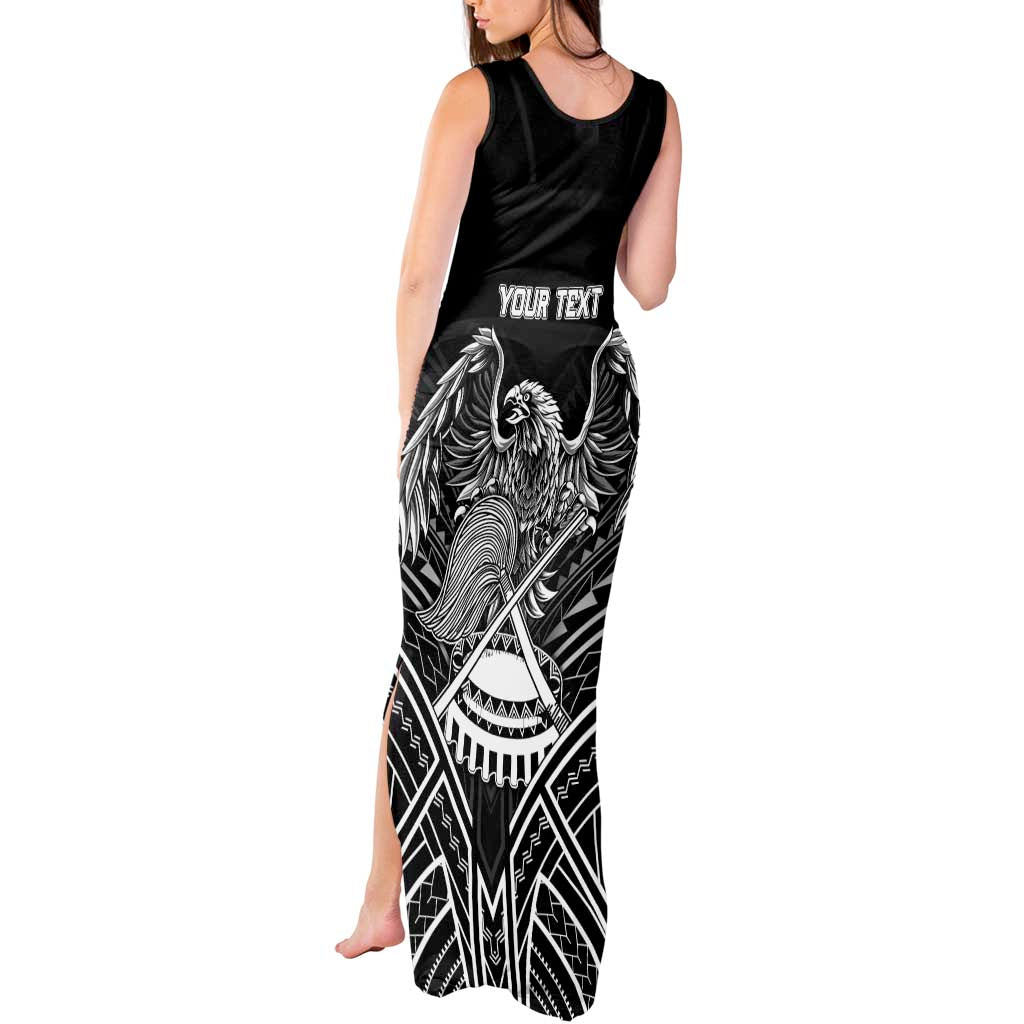American Samoa Flag Day Tank Maxi Dress Bald Eagle With Polynesian Pattern