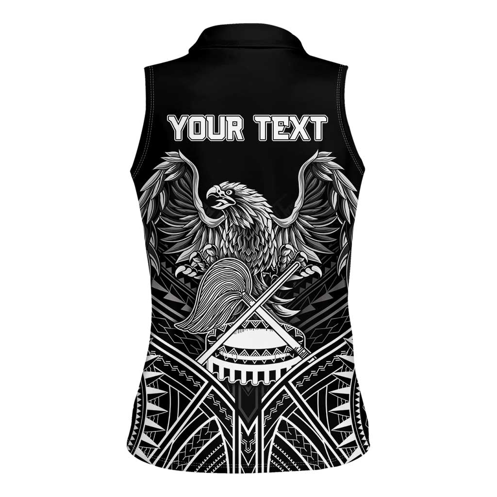 American Samoa Flag Day Women Sleeveless Polo Shirt Bald Eagle With Polynesian Pattern