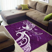 Fibromyalgia Awareness Area Rug Polynesian Purple Ribbon