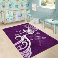 Fibromyalgia Awareness Area Rug Polynesian Purple Ribbon