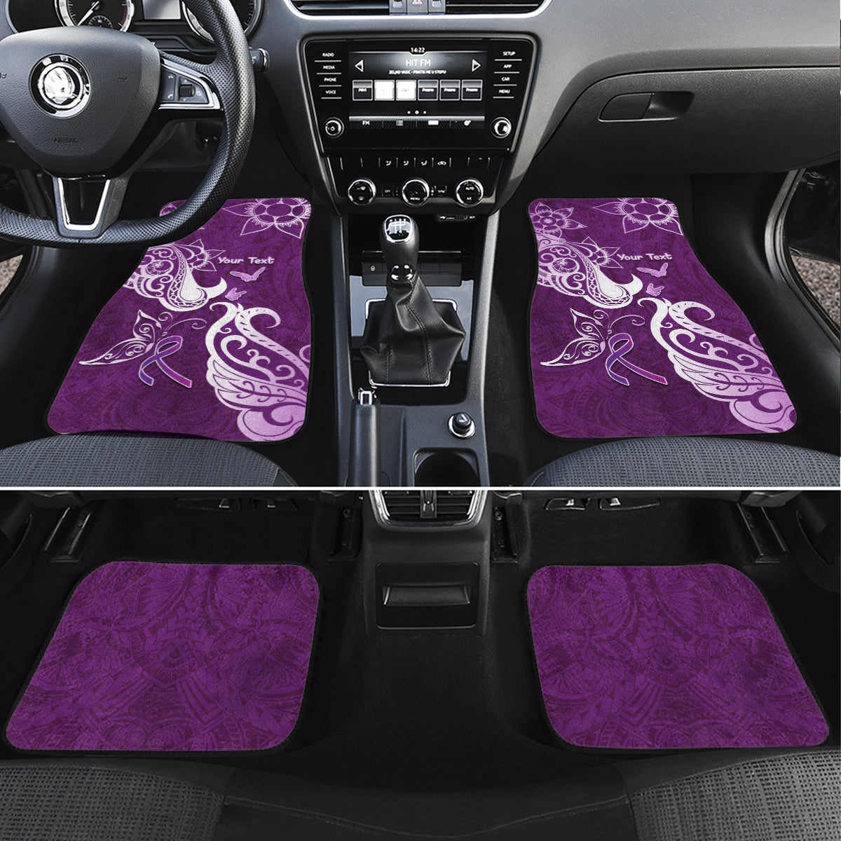 Fibromyalgia Awareness Car Mats Polynesian Purple Ribbon