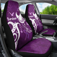Fibromyalgia Awareness Car Seat Cover Polynesian Purple Ribbon