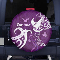 Fibromyalgia Awareness Spare Tire Cover Polynesian Purple Ribbon