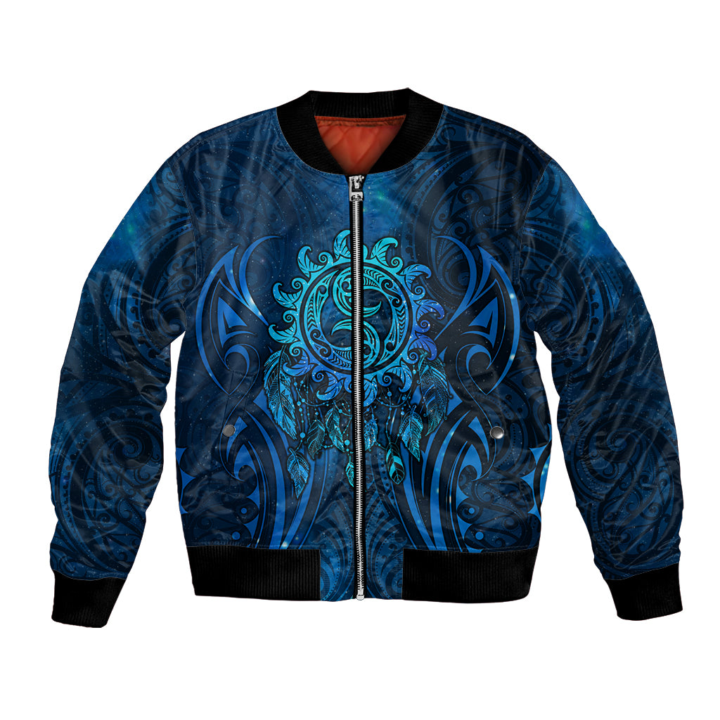 New Zealand Dream Catcher Bomber Jacket Maori Koru Pattern Blue Version