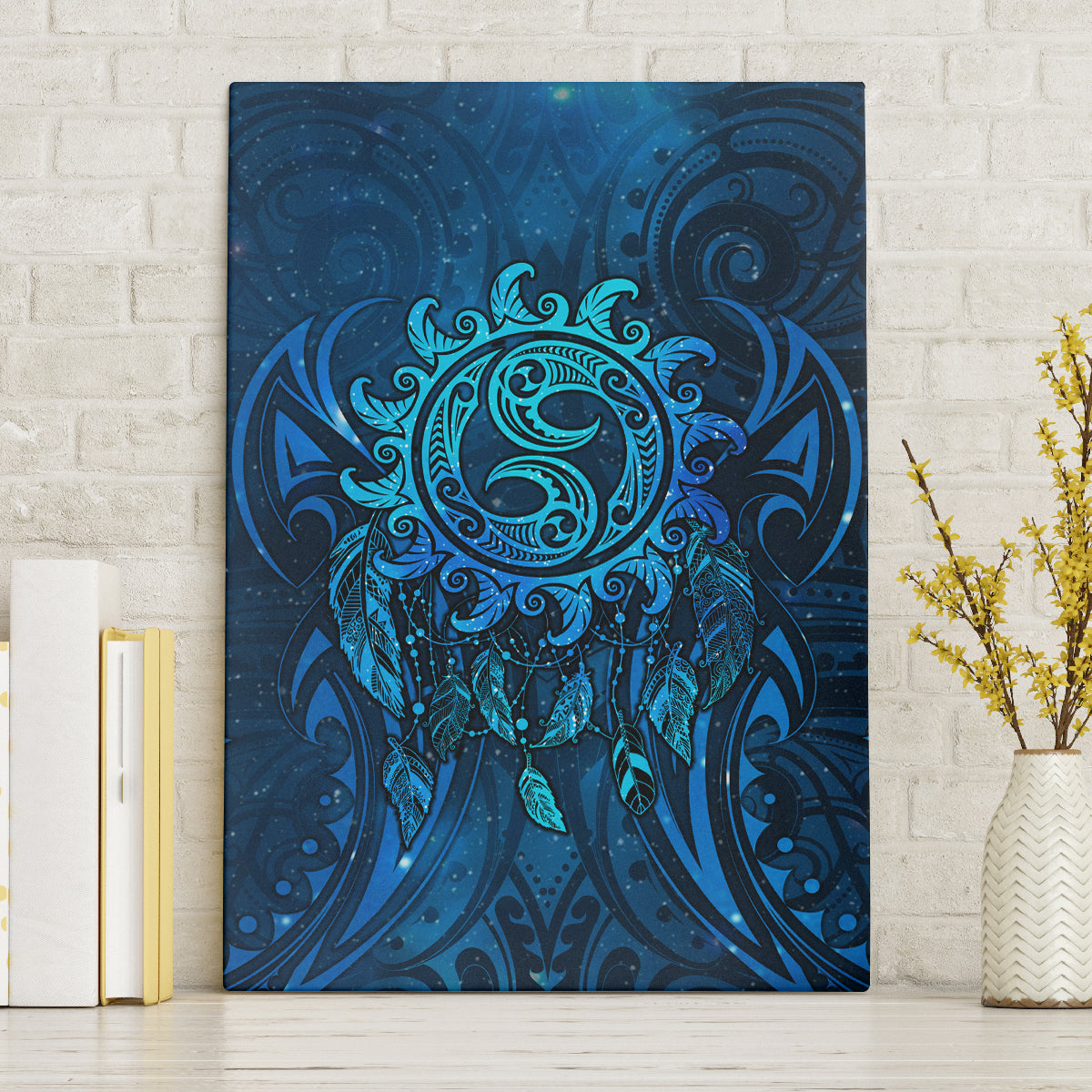 New Zealand Dream Catcher Canvas Wall Art Maori Koru Pattern Blue Version LT05 Without Frame Blue - Polynesian Pride