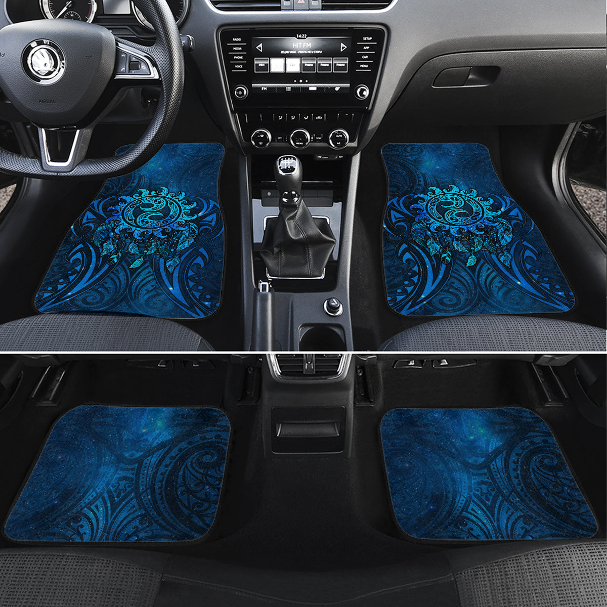 New Zealand Dream Catcher Car Mats Maori Koru Pattern Blue Version