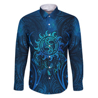 New Zealand Dream Catcher Family Matching Off The Shoulder Long Sleeve Dress and Hawaiian Shirt Maori Koru Pattern Blue Version