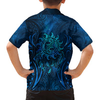 New Zealand Dream Catcher Family Matching Summer Maxi Dress and Hawaiian Shirt Maori Koru Pattern Blue Version LT05 - Polynesian Pride
