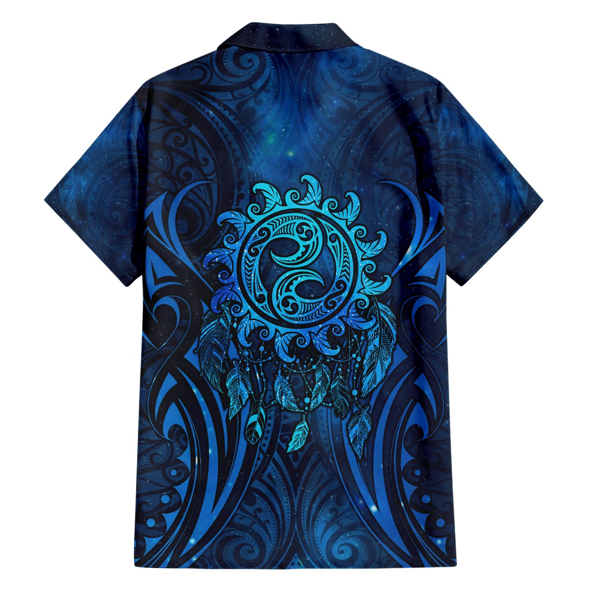 New Zealand Dream Catcher Hawaiian Shirt Maori Koru Pattern Blue Version