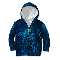 New Zealand Dream Catcher Kid Hoodie Maori Koru Pattern Blue Version