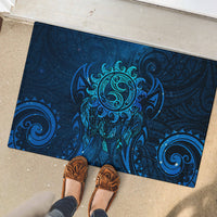 New Zealand Dream Catcher Rubber Doormat Maori Koru Pattern Blue Version
