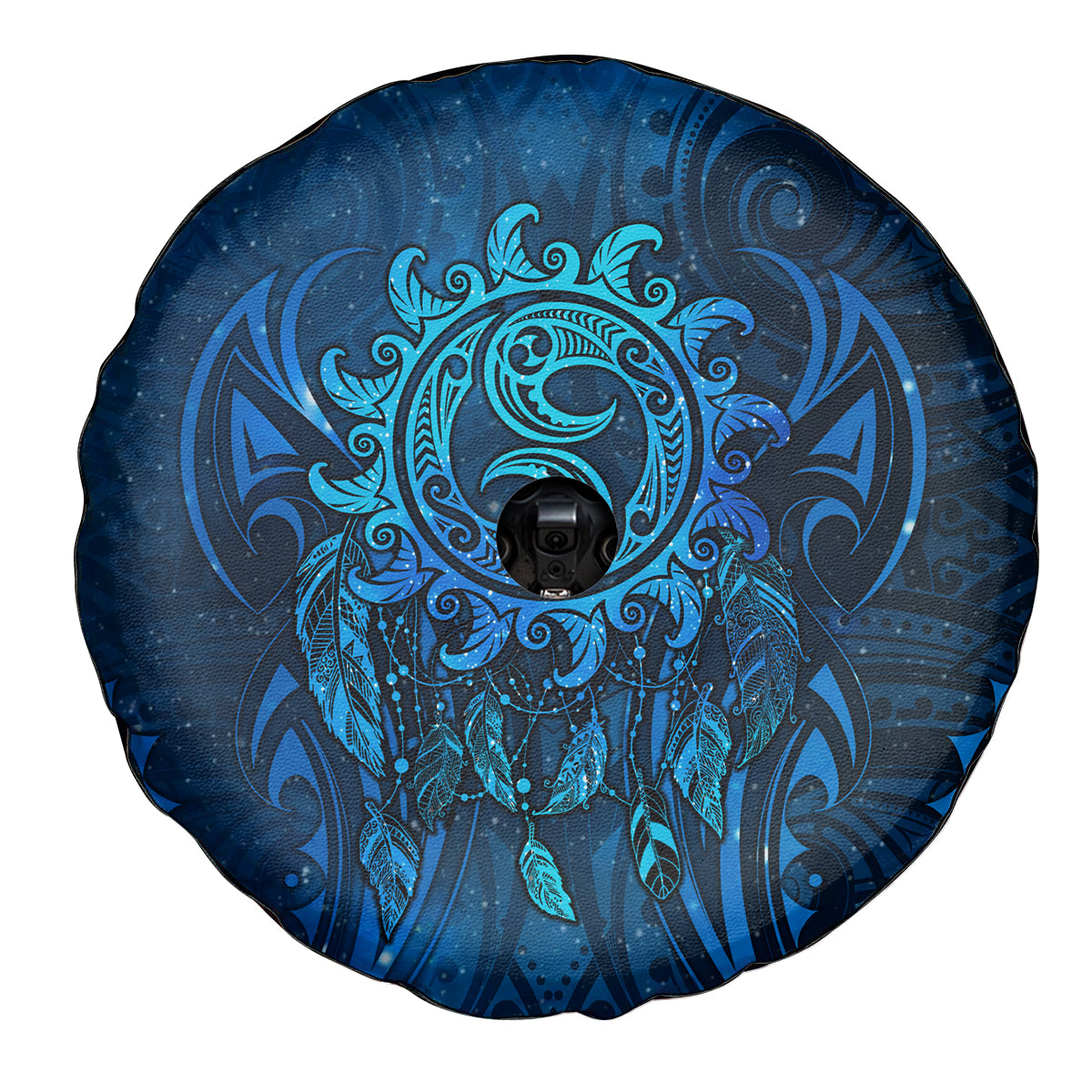 New Zealand Dream Catcher Spare Tire Cover Maori Koru Pattern Blue Version