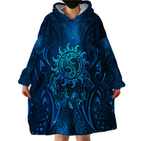 New Zealand Dream Catcher Wearable Blanket Hoodie Maori Koru Pattern Blue Version