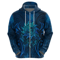 New Zealand Dream Catcher Zip Hoodie Maori Koru Pattern Blue Version