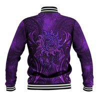 New Zealand Dream Catcher Baseball Jacket Maori Koru Pattern Purple Version