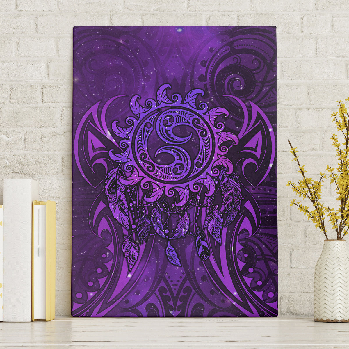 New Zealand Dream Catcher Canvas Wall Art Maori Koru Pattern Purple Version