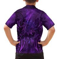 New Zealand Dream Catcher Family Matching Long Sleeve Bodycon Dress and Hawaiian Shirt Maori Koru Pattern Purple Version LT05 - Polynesian Pride