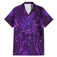 New Zealand Dream Catcher Family Matching Mermaid Dress and Hawaiian Shirt Maori Koru Pattern Purple Version LT05 Dad's Shirt - Short Sleeve Purple - Polynesian Pride