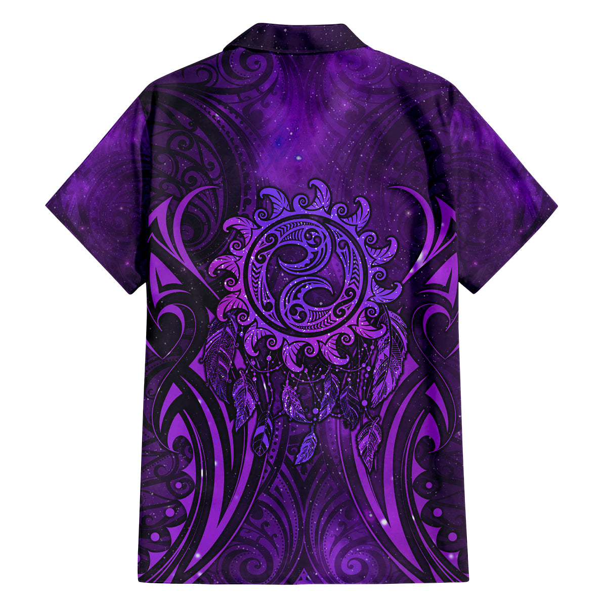 New Zealand Dream Catcher Family Matching Off The Shoulder Long Sleeve Dress and Hawaiian Shirt Maori Koru Pattern Purple Version