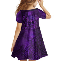 New Zealand Dream Catcher Family Matching Short Sleeve Bodycon Dress and Hawaiian Shirt Maori Koru Pattern Purple Version LT05 - Polynesian Pride