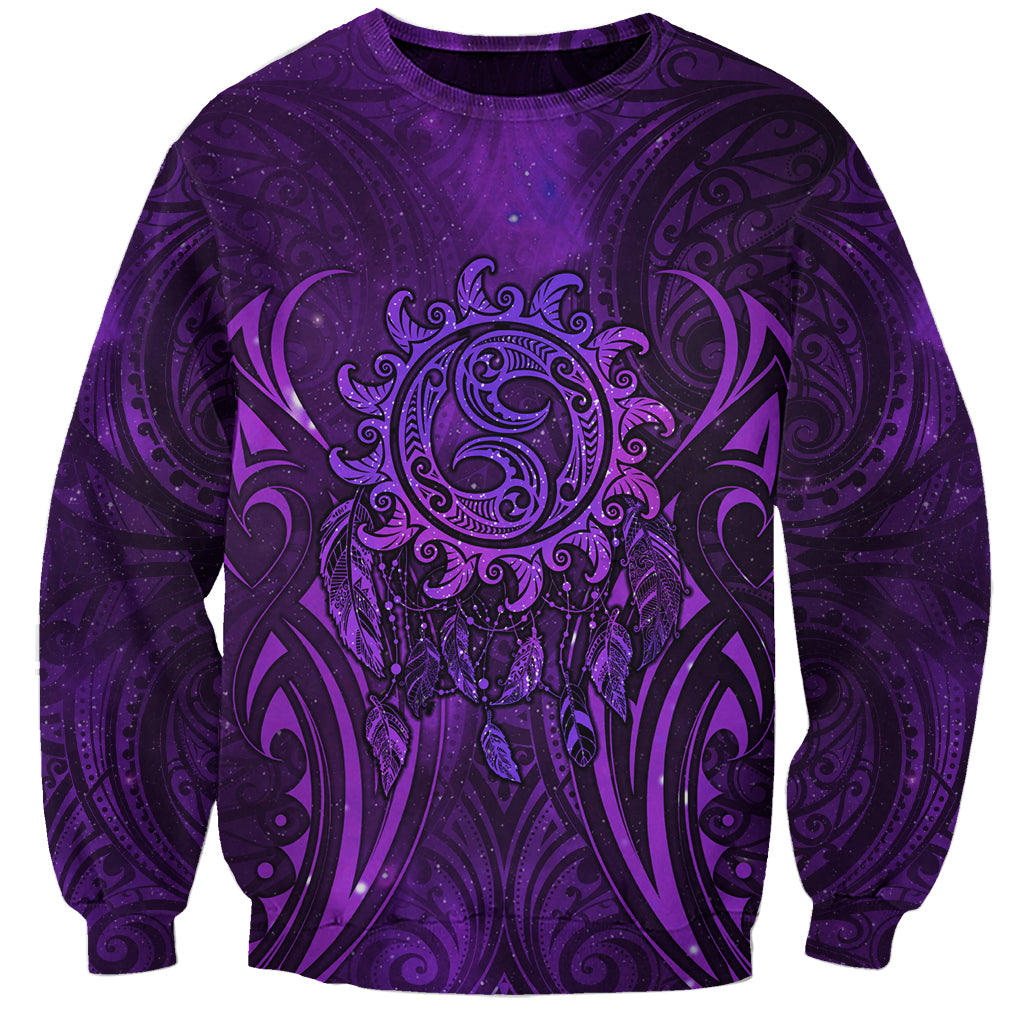 New Zealand Dream Catcher Sweatshirt Maori Koru Pattern Purple Version