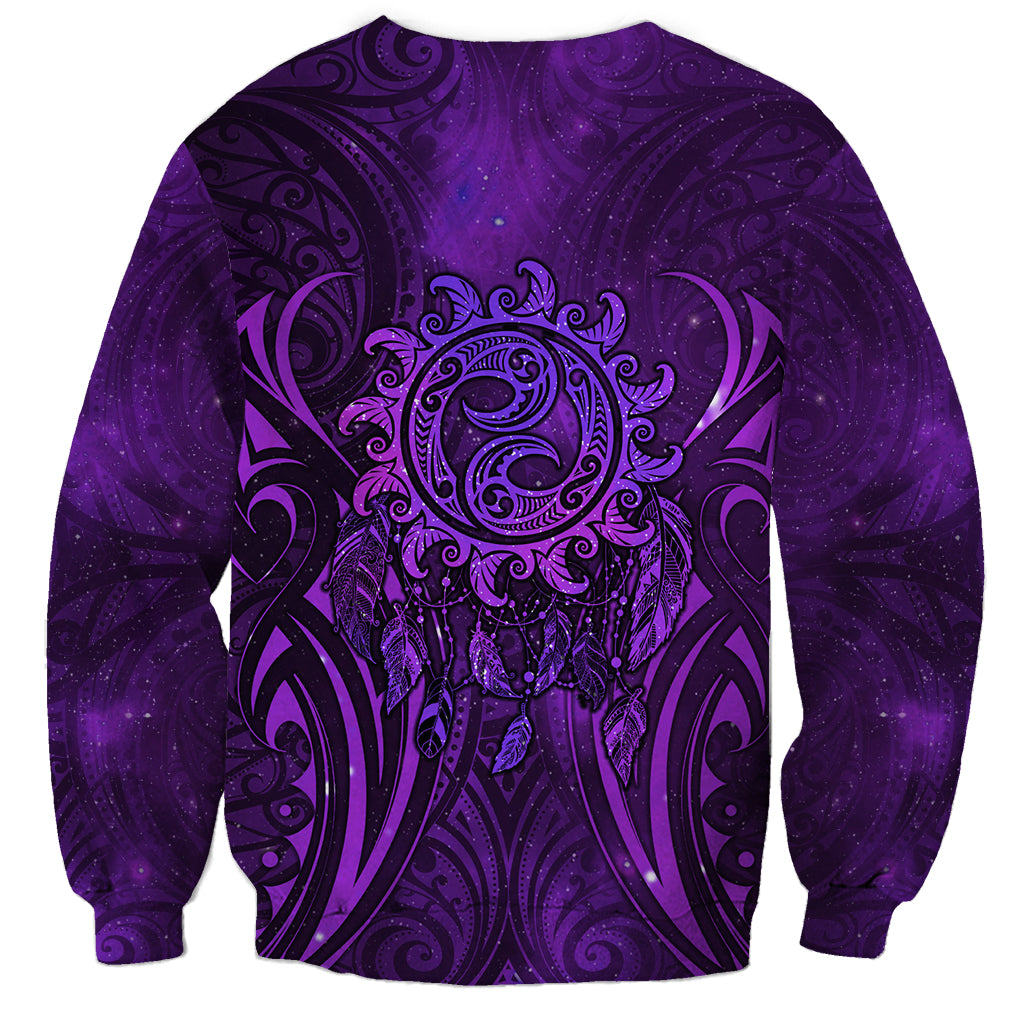 New Zealand Dream Catcher Sweatshirt Maori Koru Pattern Purple Version